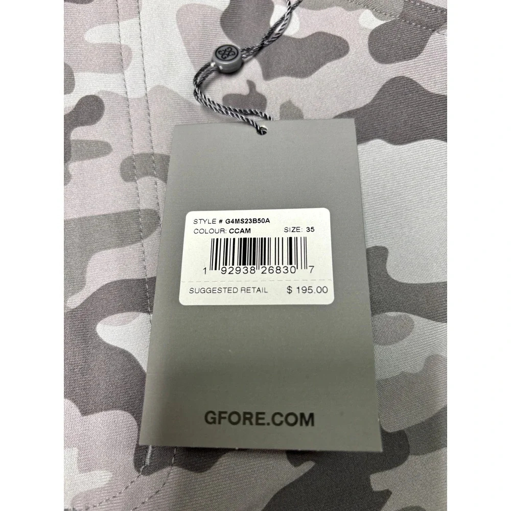 NWT G/FORE Mens TOUR 5 POCKET 4-WAY STRETCH STRAIGHT LEG PANTS Grey‎ Camo 35/32